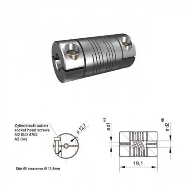 Schwerlast Wendelkupplung 6-gaengig WK1020-6AK - 3mm/3mm