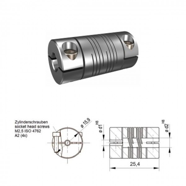 Schwerlast Wendelkupplung 6-gaengig WK1323-6AK - 3mm/6mm